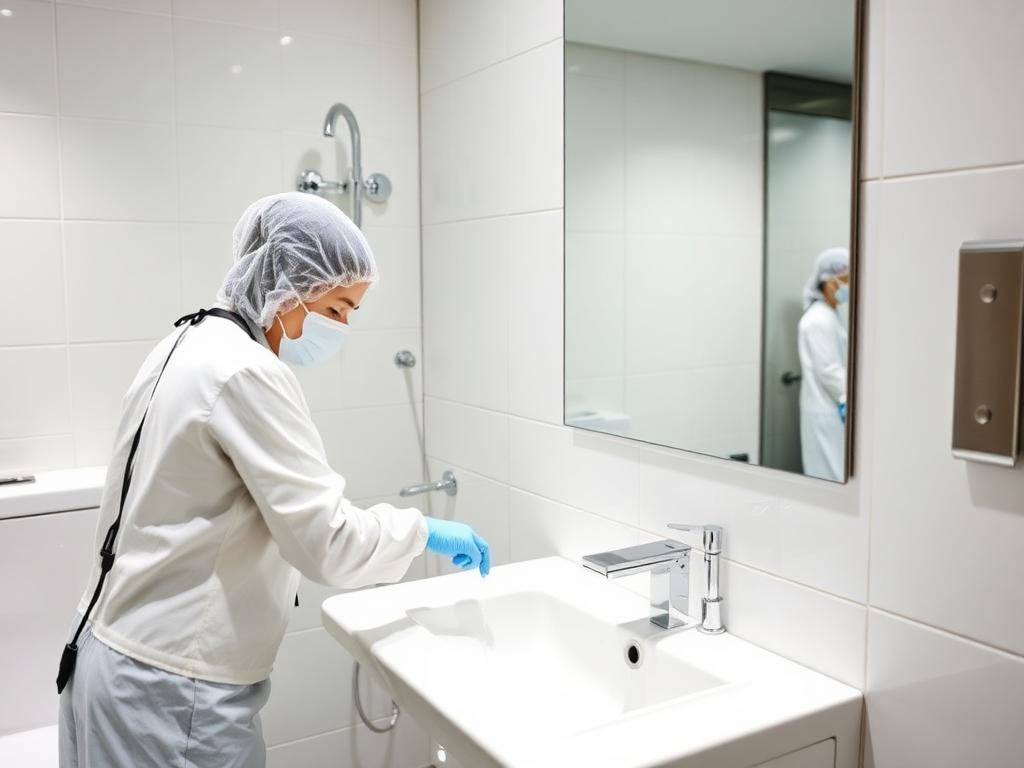 Commercial restroom cleaning and disinfection service