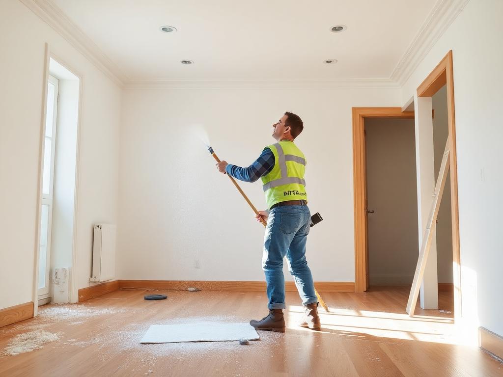 Post-construction cleaning removing fine dust after renovation